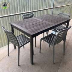 BÀN ĂN SIESTA V1927 GỖ TRÀM FSC, KT 150 × 80 × 74 CM – LAY XÁM | CÓ LỖ CẮM DÙ | KHO ĐỒ GỖ 49