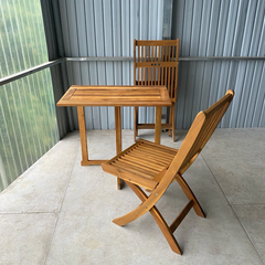 Bàn gỗ ban công gấp gọn xuất Âu- gỗ tràm tự nhiên phủ dầu. KT: D75xR45xC74cm