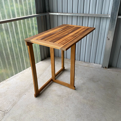 Bàn gỗ ban công gấp gọn xuất Âu- gỗ tràm tự nhiên phủ dầu. KT: D75xR45xC74cm
