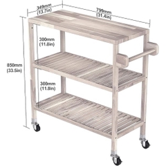 KỆ ĐẨY NHÀ BẾP GỖ ACACIA 3 TẦNG CÓ BÁNH XE – KHO ĐỒ GỖ 49 | XE ĐẨY ĐA NĂNG 674784- MÀU DUST GREY