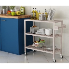 KỆ GỖ ĐA NĂNG GOLDEN TEAK 674760- KỆ ĐẨY NHÀ BẾP GỖ ACACIA 3 TẦNG CÓ BÁNH XE – KHO ĐỒ GỖ 49