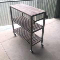 KỆ GỖ ĐA NĂNG EXPRESSO 674777- KỆ ĐẨY NHÀ BẾP GỖ ACACIA 3 TẦNG CÓ BÁNH XE – KHO ĐỒ GỖ 49