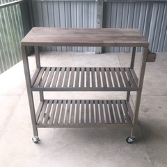 KỆ GỖ ĐA NĂNG GOLDEN TEAK 674760- KỆ ĐẨY NHÀ BẾP GỖ ACACIA 3 TẦNG CÓ BÁNH XE – KHO ĐỒ GỖ 49