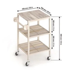 KỆ GỖ SQUARE ORGANIC WHITE 674838/ KỆ ĐA NĂNG CÓ BÁNH XE DI ĐỘNG CỠ LỚN– KỆ ĐẨY TRÀ, CAFE, BBQ SÂN VƯỜN