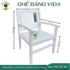 Ghế gỗ sân vườn VIDA thanh lý, cà phê, ban công dùng được cả trong nhà và ngoài trời hàng Việt Nam Xuất Khẩu