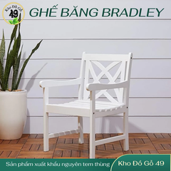 Ghế Ngoài Trời Bradley V1601 Arm Chair – Ghế Gỗ Tự Nhiên Acacia, Chống Mốc Mọt, Bền Đẹp – Màu Trắng Eco-Friendly