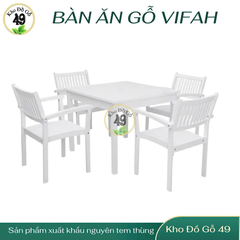 BÀN ĂN IBIZA GỖ TRÀM FSC V1827, KT 90 × 90 × 74 CM – SƠN TRẮNG | CÓ LỖ CẮM DÙ | KHO ĐỒ GỖ 49