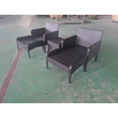 Bộ Bàn Ghế Ngoài Trời 5 Món Ottoman Xanh – Sofa Đơn + Ottoman + Bàn Kính – Chất Liệu Giả Mây PE Cao Cấp