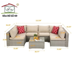 Bộ sofa Siesta Modul sân vườn, ngoài trời khung nhôm cao cấp- Patio Sofa