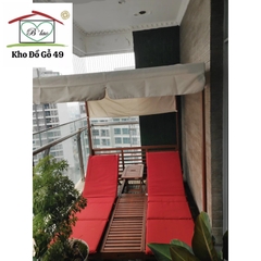 Ghế hồ bơi Praktiker ghế tắm nắng, giường tắm nắng sân vườn/hồ bơi/bãi biển xuất Âu gỗ tràm KT 180x200x200cm