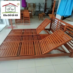 Ghế hồ bơi Praktiker ghế tắm nắng, giường tắm nắng sân vườn/hồ bơi/bãi biển xuất Âu gỗ tràm KT 180x200x200cm