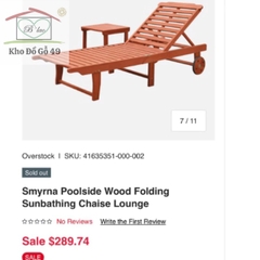 Ghế hồ bơi Malibu VIFAH ghế tắm nắng, giường tắm nắng sân vườn/hồ bơi/bãi biển xuất Âu gỗ bạch đàn