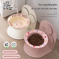 Chén bay - đế nam châm - Chén ăn bằng gốm sứ có thể điều chỉnh độ cao chống gù lưng cho mèo - Tiệm Mèo Moa