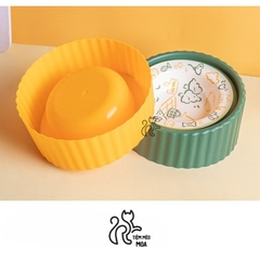 Chén ăn bằng sứ có giá đỡ nhựa cho thú cưng - Tiệm Mèo Moa