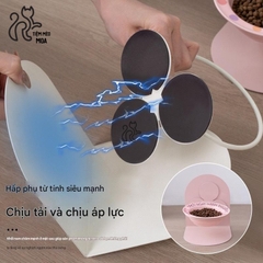 Chén bay - đế nam châm - Chén ăn bằng gốm sứ có thể điều chỉnh độ cao chống gù lưng cho mèo - Tiệm Mèo Moa