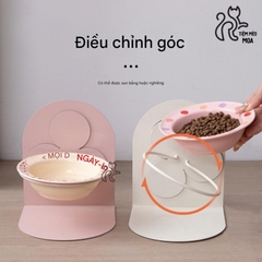 Chén bay - đế nam châm - Chén ăn bằng gốm sứ có thể điều chỉnh độ cao chống gù lưng cho mèo - Tiệm Mèo Moa