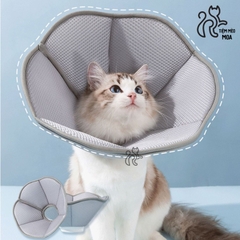 Vòng cổ chống liếm hình cánh hoa xám xốp nhẹ, thoáng khí cho thú cưng - Tiệm Mèo Moa