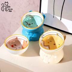 Chén sứ đế nhựa cho thú cưng - Chén ăn chống gù lưng cho thú cưng - Tiệm Mèo Moa