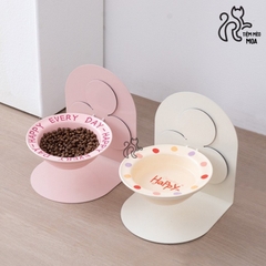 Chén bay - đế nam châm - Chén ăn bằng gốm sứ có thể điều chỉnh độ cao chống gù lưng cho mèo - Tiệm Mèo Moa