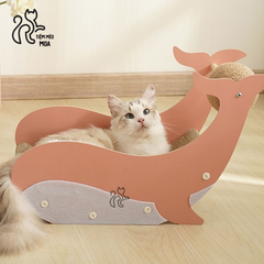 Cá heo hồng cào móng cho mèo - Bàn cào giấy có con lăn thừng - Đồ chơi cho mèo - Tiệm Mèo Moa