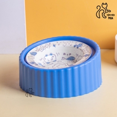 Chén ăn bằng sứ có giá đỡ nhựa cho thú cưng - Tiệm Mèo Moa