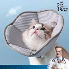 Vòng cổ chống liếm hình cánh hoa xám xốp nhẹ, thoáng khí cho thú cưng - Tiệm Mèo Moa