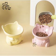 Chén sứ chống gù lưng có đế chống trượt cho thú cưng - Chén ăn cho thú cưng - Tiệm Mèo Moa