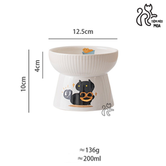 Chén sứ Mèo đen chống gù bảo vệ cột sống cho thú cưng - Tiệm Mèo Moa