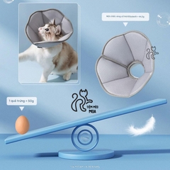 Vòng cổ chống liếm hình cánh hoa xám xốp nhẹ, thoáng khí cho thú cưng - Tiệm Mèo Moa