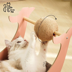 Cá heo hồng cào móng cho mèo - Bàn cào giấy có con lăn thừng - Đồ chơi cho mèo - Tiệm Mèo Moa