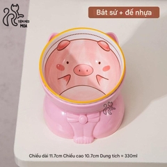 Chén sứ đế nhựa cho thú cưng - Chén ăn chống gù lưng cho thú cưng - Tiệm Mèo Moa