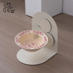 Chén bay - đế nam châm - Chén ăn bằng gốm sứ có thể điều chỉnh độ cao chống gù lưng cho mèo - Tiệm Mèo Moa