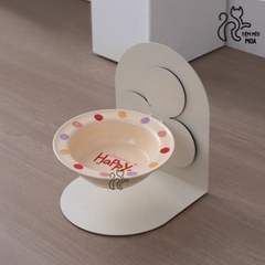 Chén bay - đế nam châm - Chén ăn bằng gốm sứ có thể điều chỉnh độ cao chống gù lưng cho mèo - Tiệm Mèo Moa