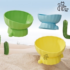 Chén nhựa cây xương rồng - Đế có thể tháo rời - Chén ăn chống gù lưng cho mèo - Tiệm Mèo Moa