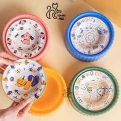 Chén ăn bằng sứ có giá đỡ nhựa cho thú cưng - Tiệm Mèo Moa