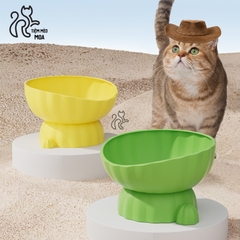 Chén nhựa cây xương rồng - Đế có thể tháo rời - Chén ăn chống gù lưng cho mèo - Tiệm Mèo Moa