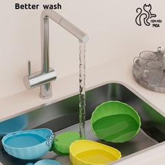 Chén nhựa cây xương rồng - Đế có thể tháo rời - Chén ăn chống gù lưng cho mèo - Tiệm Mèo Moa