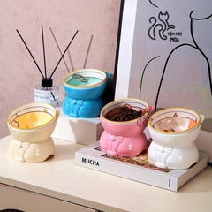 Chén sứ đế nhựa cho thú cưng - Chén ăn chống gù lưng cho thú cưng - Tiệm Mèo Moa