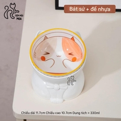 Chén sứ đế nhựa cho thú cưng - Chén ăn chống gù lưng cho thú cưng - Tiệm Mèo Moa
