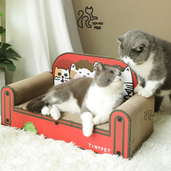 [SIÊU CƯNG] Sofa cào móng cho mèo 4 chú mèo đáng yêu - Bàn cào móng cho mèo 75 cm -  Tiệm Mèo Moa