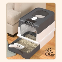 Nhà vệ sinh 2 cửa sử dụng được 2 kiểu có đèn UV diệt khuẩn - Nhà vệ sinh cho mèo - Tiệm Mèo Moa