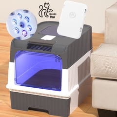 Nhà vệ sinh 2 cửa sử dụng được 2 kiểu có đèn UV diệt khuẩn - Nhà vệ sinh cho mèo - Tiệm Mèo Moa