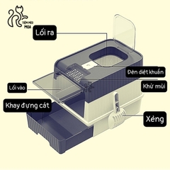 Nhà vệ sinh 2 cửa sử dụng được 2 kiểu có đèn UV diệt khuẩn - Nhà vệ sinh cho mèo - Tiệm Mèo Moa