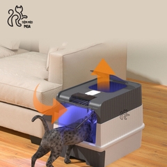 Nhà vệ sinh 2 cửa sử dụng được 2 kiểu có đèn UV diệt khuẩn - Nhà vệ sinh cho mèo - Tiệm Mèo Moa