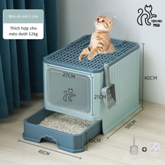 Nhà vệ sinh cao cấp 2 cửa chống văng cát, có ngăn kéo size lớn cho mèo - Tiệm Mèo Moa