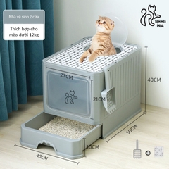 Nhà vệ sinh cao cấp 2 cửa chống văng cát, có ngăn kéo size lớn cho mèo - Tiệm Mèo Moa