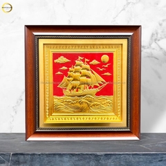 TRANH THUẬN BUỒM XUÔI GIÓ BẰNG ĐỒNG DÁT VÀNG - KÍCH THƯỚC 40X40CM
