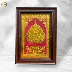 TRANH LÁ BỒ ĐỀ CHỮ LỘC BẰNG ĐỒNG DÁT VÀNG - KÍCH THƯỚC 38X54CM