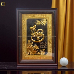 TRANH CHỮ THUẬN BẰNG ĐỒNG DÁT VÀNG - KÍCH THƯỚC 50X70CM