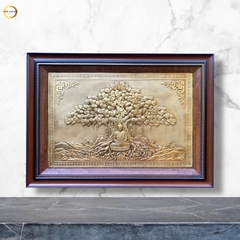 TRANH ĐỒNG GIẢ CỔ - ĐỨC PHẬT NGỒI DƯỚI GỐC CÂY BỒ ĐỀ (KÍCH THƯỚC 50X70CM)